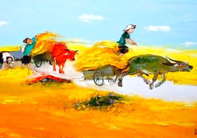 Tranh Nguyễn Văn Cường - Hoài niệm làng quê
