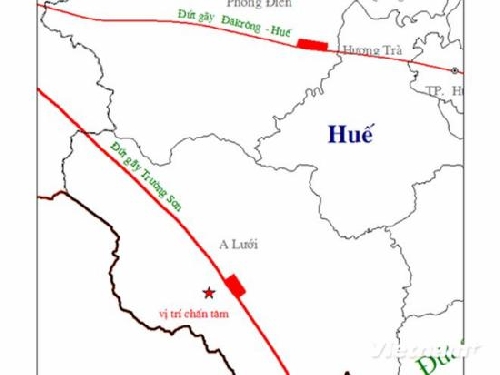 Thừa Thiên-Huế: Lại xảy ra động đất 3,3 độ Richter tại A Lưới