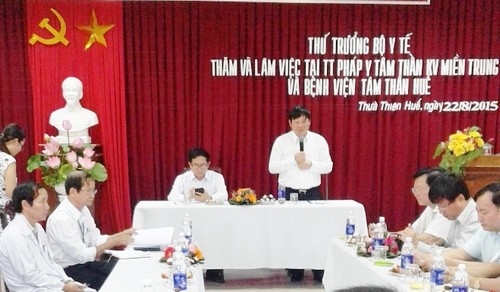 Thứ trưởng Bộ Y tế GS.TS Nguyễn Viết Tiến đến thăm và làm việc tại Trung tâm Pháp y Tâm thần KV miền Trung và Bệnh viện Tâm thần Huế