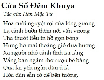 Lối thuận nghịch độc của thơ thất ngôn bát cú luật Đường: Bài “Cửa sổ đêm khuya” (Hàn Mặc Tử) có thể đọc theo sáu cách không?