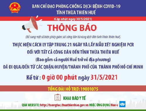 Cách ly 21 ngày đối với tất cả người đến từ TP. Hồ Chí Minh