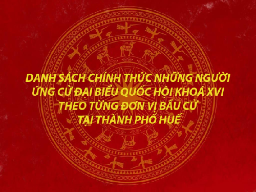 Thành phố Huế có 17 ứng cử viên Đại biểu Quốc hội khóa XVI tại 4 đơn vị bầu cử