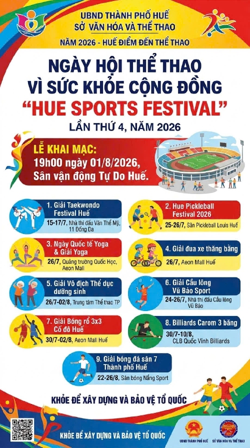 Khởi động Hue Sports Festival lần thứ 4 với chuỗi giải đấu phong phú